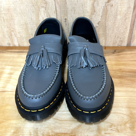 NEW Dr. Martens Adrian Tassel Loafers Women’s 8 Gunmetal Grey Leather Shoes - Picture 3 of 8